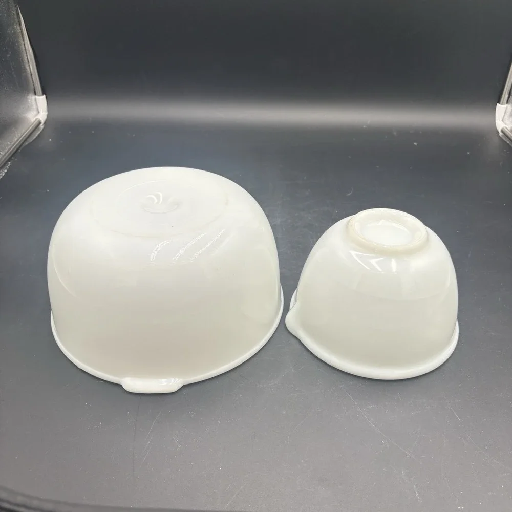 2 Glasbake Sunbeam Mixer Bowls White 19CJ/20CJ White Milk Glass Vintage Kitchen